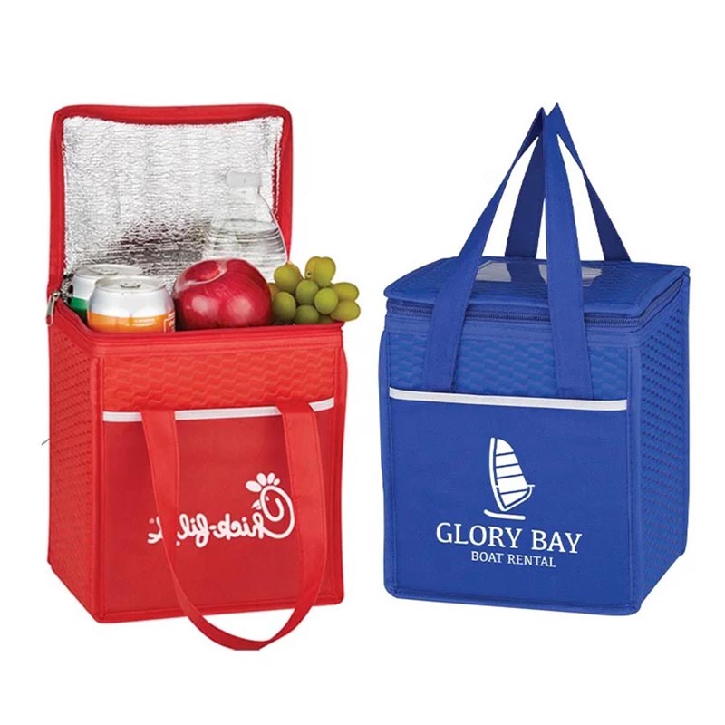Custom Large Non-woven Collapsible Cooler Bag Takeout Lunch Thermal Insulated Shopping Bags