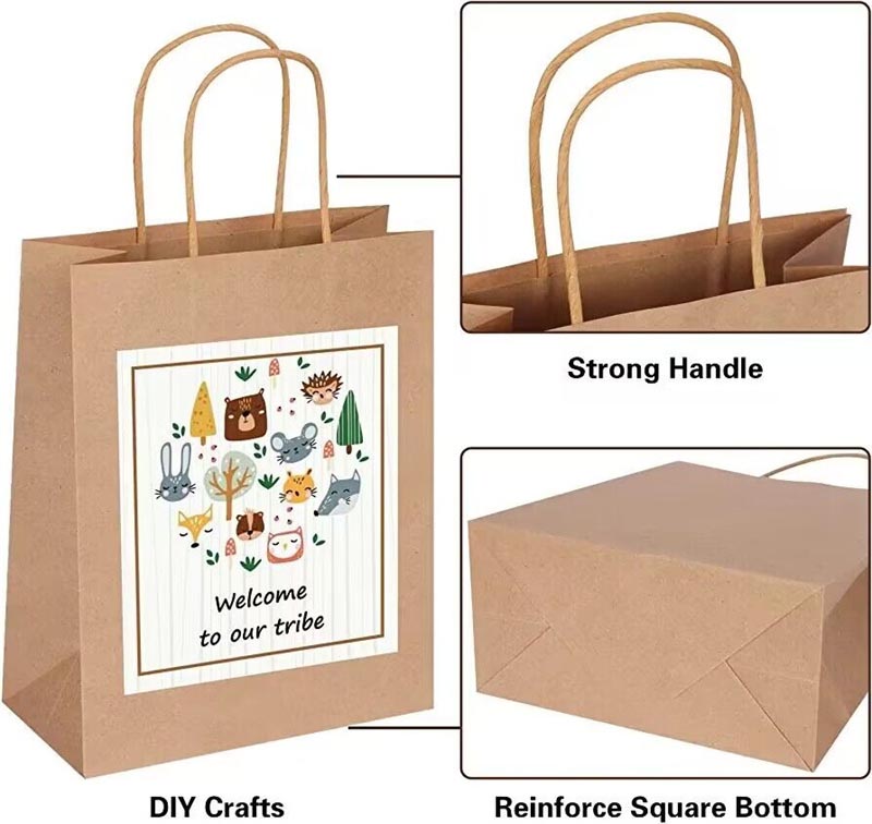 Recycled Mini Brown Paper Bag Biodegradable Paper Shopping Bags Wholesale Fast Food Bag