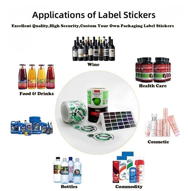 Custom Printing Stickers for Bottles Packaging Adhesive Labels for Jars
