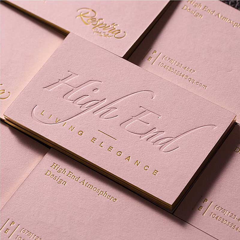 Custom Luxury Letterpress Embossing Business Holiday Cards Gold Foil Stamping Visiting Card