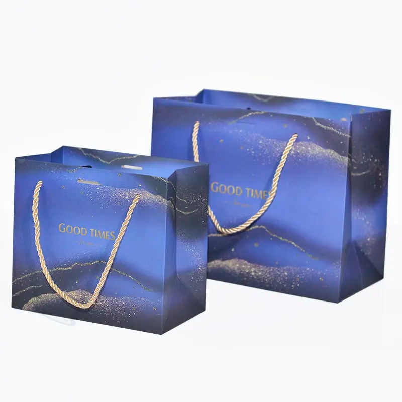 Custom Laser Paper Shopper Bag with Handles Holographic Craft Shopping Paper Bags Printe