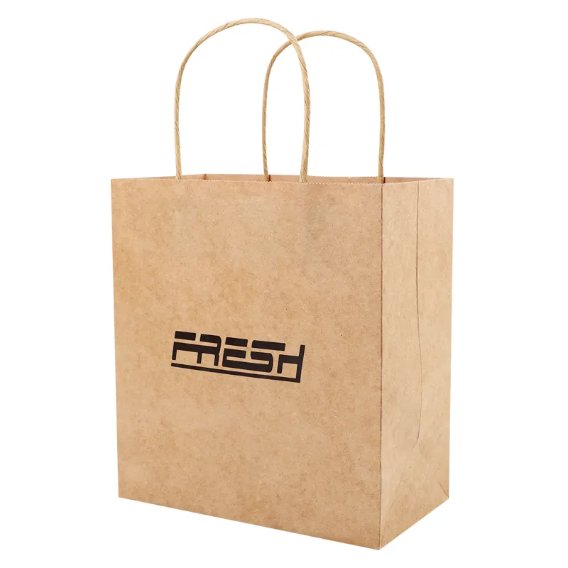 Custom Eco-friendly Brown Paper Bags with Handles Printed Recyclable Kraft Paper Bags