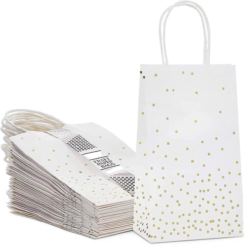 Custom Printed Gift Bags Recycled White Kraft Bags Small Cheap Paper Bags with Handles