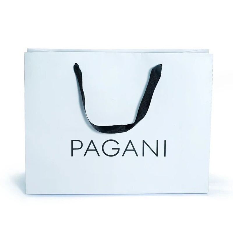 Custom Printed White Bags with Handles Shoe Clothing Packing Branded Paper Bags