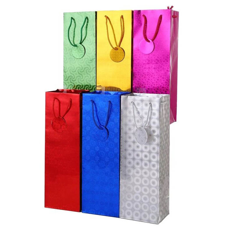 Custom Metallic Hologram Paper Bags for Gift High End Glitter Laser Paper Bags for Shopping