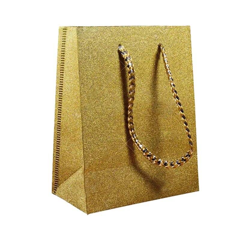 Custom Printed Gold Paper Bags Recycled Small Boutique Paper Gift Bags