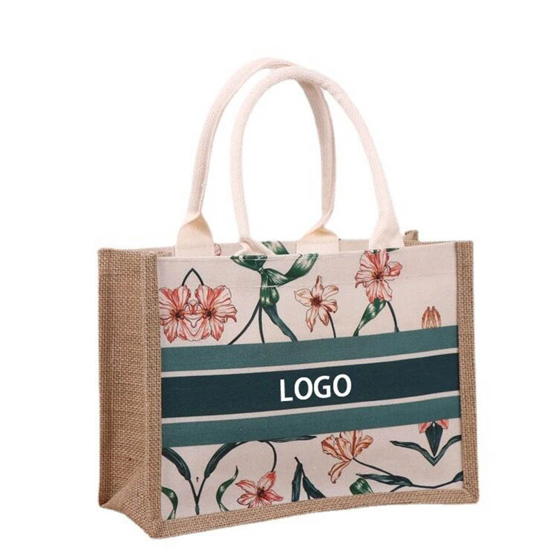 Custom Burlap Bags with Logo Versatile Printed Jute Bags for Shopping Grocery
