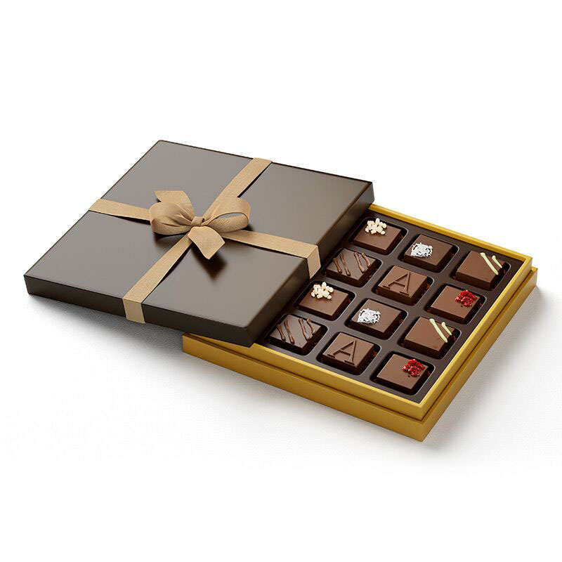 Custom Exquisite Chocolate Gift Box Eco-friendly Flat Paper Box with Lid