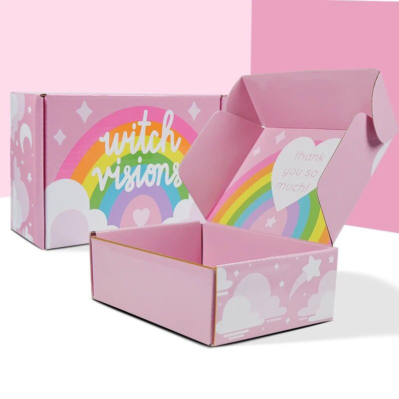 Custom Printed Corrugated Paper Cardboard Shipping Boxes Packaging Pink Colored Mailer Boxes