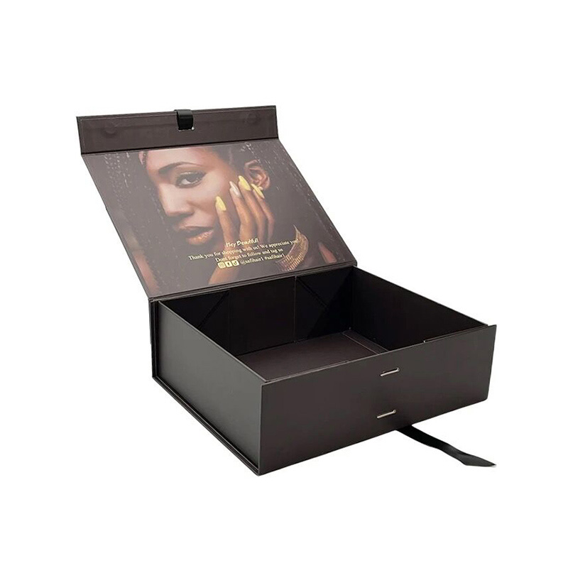 Custom Printed Box with Magnetic Lid Black Paper Packaging Closure Magnetic Storage Boxes